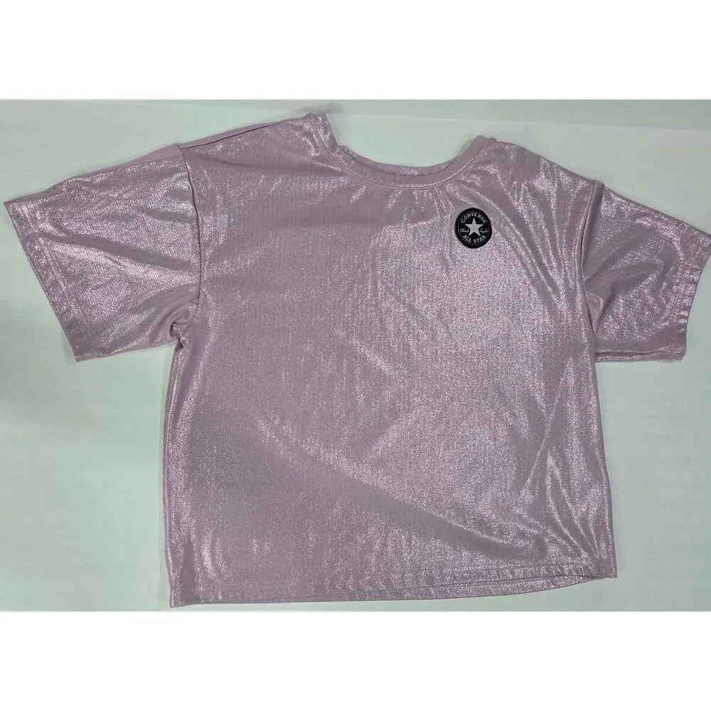 Converse Metallic Pink Shimmer Tee Youth XL Oversized Top (Can fit Woman's M/L)